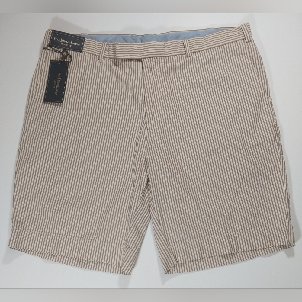 Polo by Ralph Lauren Tan and White Striped Men’s Shorts